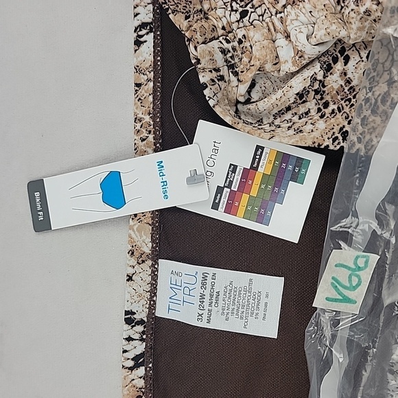 NWT Time And Tru mid rise bikini fit side ruched snake skin bottoms Size 3X - Picture 5 of 5